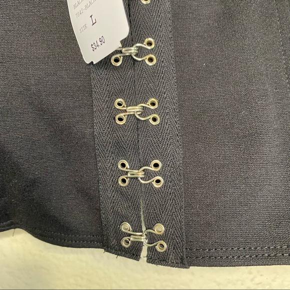 NWT Windsor Black Up a Notch Hook and Eye Corset Cropped Top size large 🖤 - Picture 14 of 14